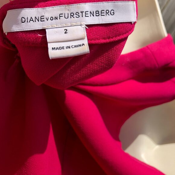 Diane Von Furstenberg Pink Dress 2 Banded Caftan Fleur Sleeveless Mini XS V Neck - Picture 11 of 11